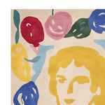 Vibrant and contemporary area rug featuring an abstract design with colorful floral and face patterns. This hand-tufted wool rug is perfect for adding a touch of modern artistry to any living room. Ideal as a living room rug in an 8x10 size, it combines both style and comfort.