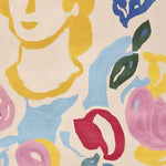 The Serene Bloom Figure Hand Tufted Area Rug showcases a vibrant, abstract design with colorful shapes and floral patterns. This contemporary wool rug is perfect for adding a splash of color to living rooms. Ideal for an 8x10 space, this rug features a mix of bold hues including yellow, pink, blue, and red.