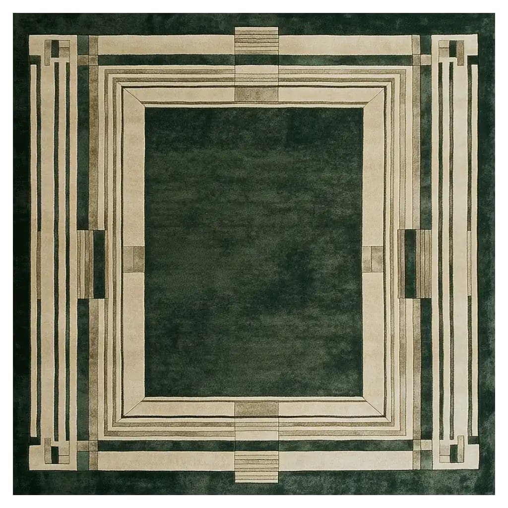 The Serene Gateway Hand Tufted Wool Rug features a modern, geometric design with neutral tones. Ideal for contemporary spaces, this large area rug measures 8x10 and is perfect for enhancing the elegance of any living room. The wool rug offers a soft touch and durability, making it a stylish and practical choice for your home.