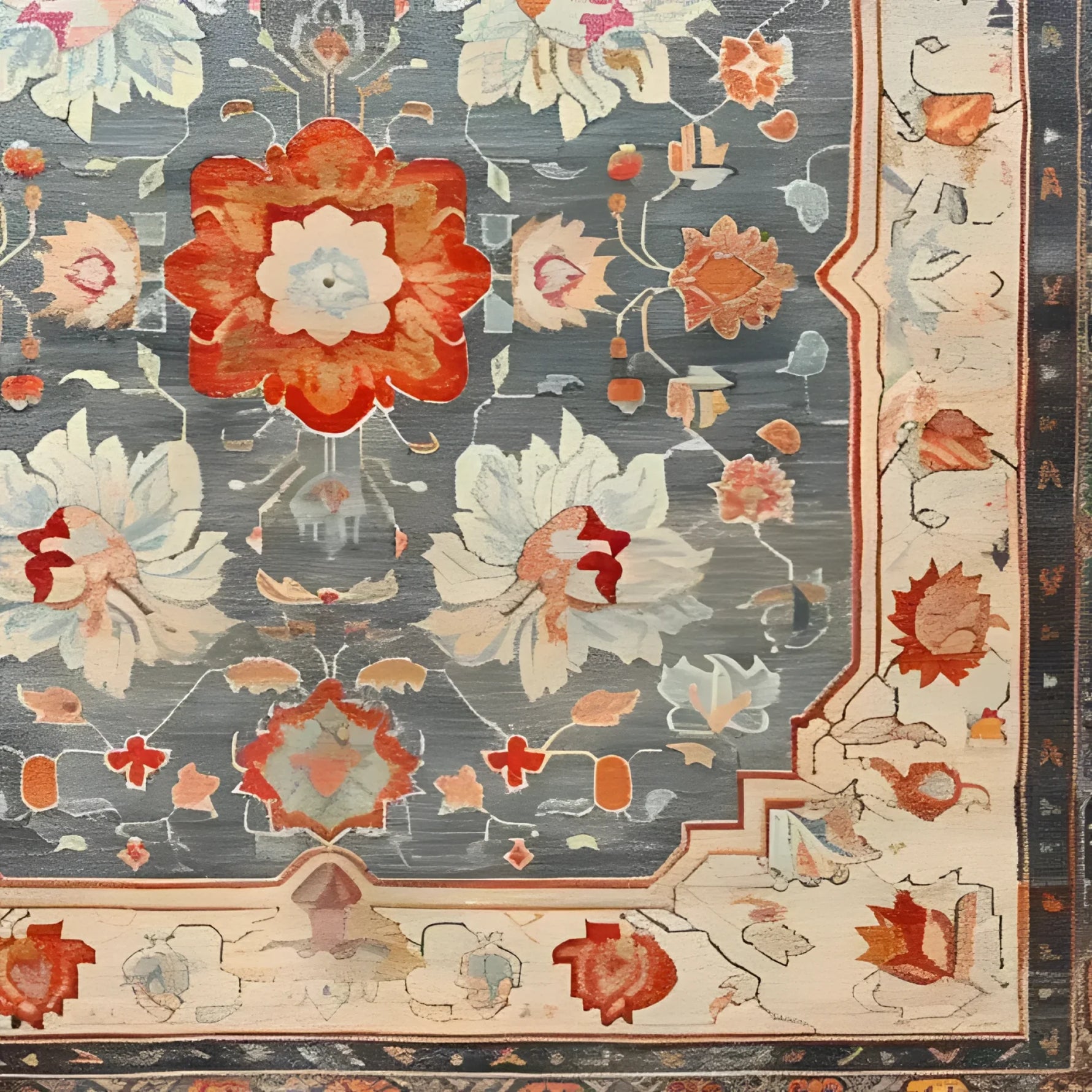 This hand-knotted area rug showcases a beautiful floral design in vibrant colors, ideal for large living rooms. The intricate vintage pattern evokes the elegance of traditional Persian rugs, making it a perfect choice for those seeking a stylish living room area rug.