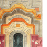 A contemporary wool area rug featuring an abstract design with vibrant orange, beige, and gray tones. Perfect for adding a modern touch to your dining room or living space, this large area rug combines style and comfort, making it an ideal choice for living room and dining room rugs.