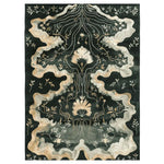 Top view of the Shadowed by Blossoms Hand Tufted Rug, an elegant area rug featuring intricate floral patterns in soft hues, perfect for adding a touch of nature to any living room. This 8x10 wool rug showcases detailed blossoms and flowing lines, making it an exquisite choice for those seeking a stylish floral rug.