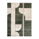 Top view of the Shadowed Elegance Knotted Wool Rug featuring a contemporary abstract design in shades of black and cream. This area rug, perfect for modern spaces, adds a touch of sophistication to any living room. Ideal size for living room rugs 8x10.
