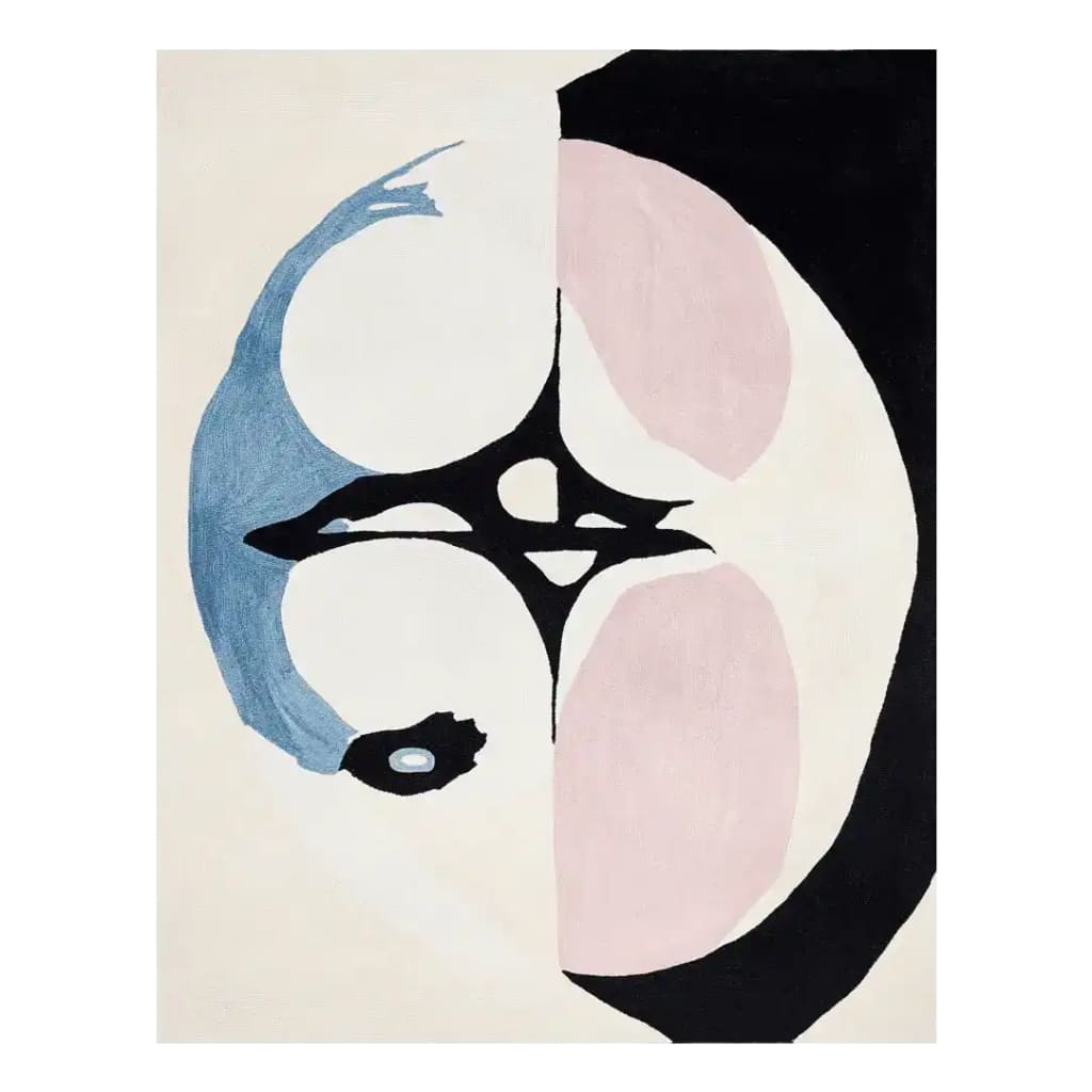 Elevate your living space with the Shadowline Divide Space Hand Tufted Area Rug. This contemporary wool rug features an abstract design with bold shapes in soft pink, blue, and contrasting black, making it a stunning centerpiece for living room area rugs. Ideal for 8x10 living room settings, this rug combines modern aesthetics with the softness of wool.