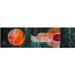 A beautifully designed Shapes Cape Hand Tufted Wool Runner Rug featuring an abstract pattern with vibrant circular and geometric shapes in warm tones. This contemporary area rug is perfect for adding a pop of color to kitchen spaces, hallways, or living rooms, and is made from high-quality wool for a luxurious feel.