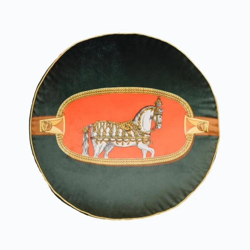 Silky Horse Round Decorative Pillow Cover