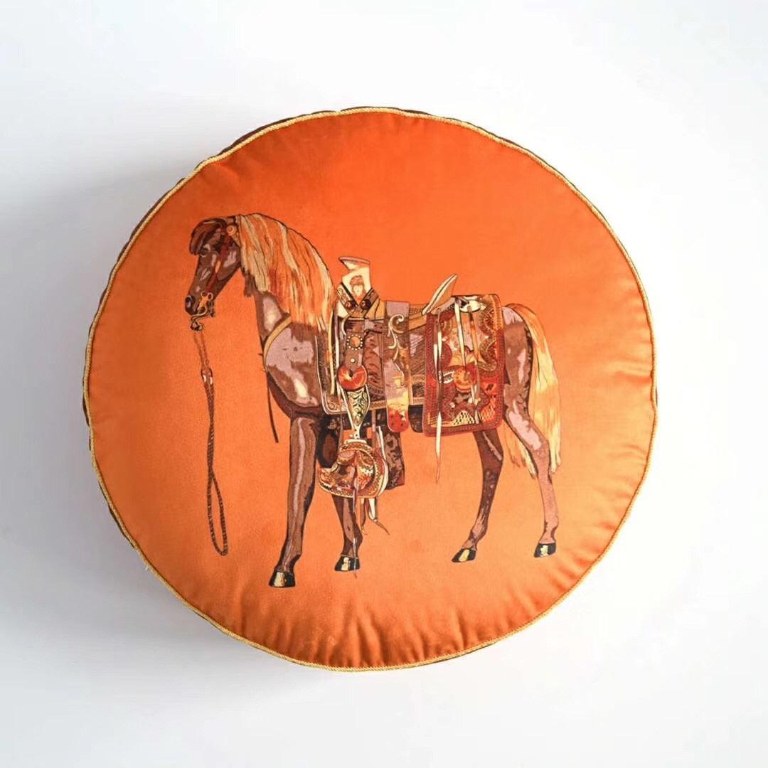 Silky Horse Round Decorative Pillow Cover A