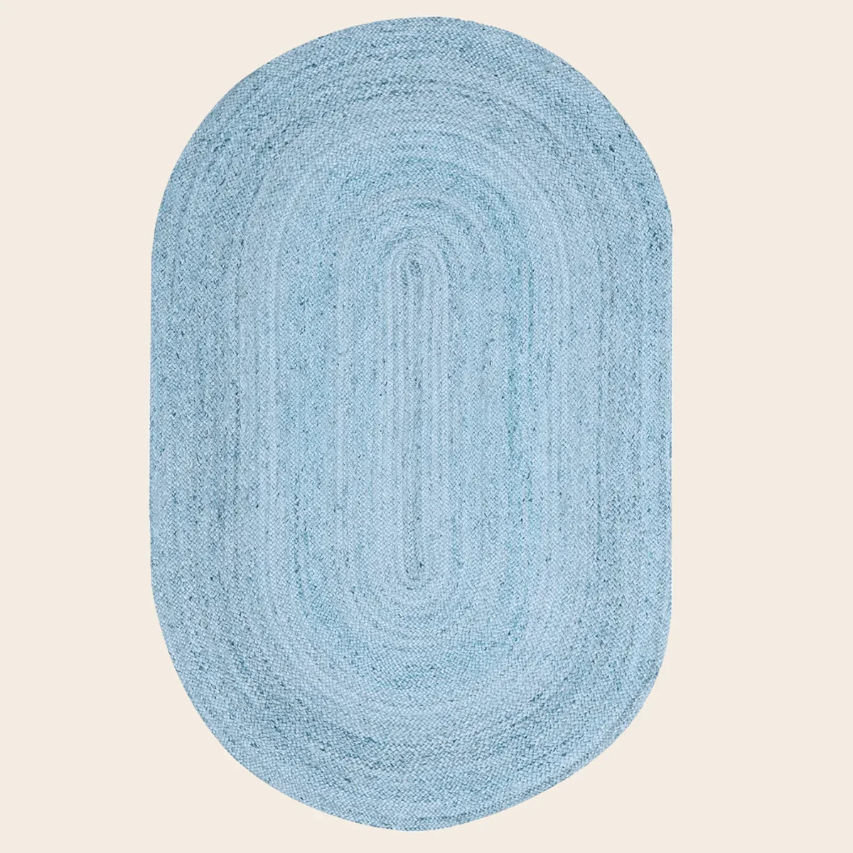 Sky Blue Elongated Oval Jute Rug
