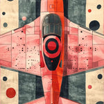 Skybound Strata Hand Tufted Viscose Rug displaying a vibrant abstract design of an aircraft from a top view. This area rug is perfect for enhancing living room area rugs with its contemporary rug style. Made from high-quality wool, it's a striking addition to rugs for living room collections.