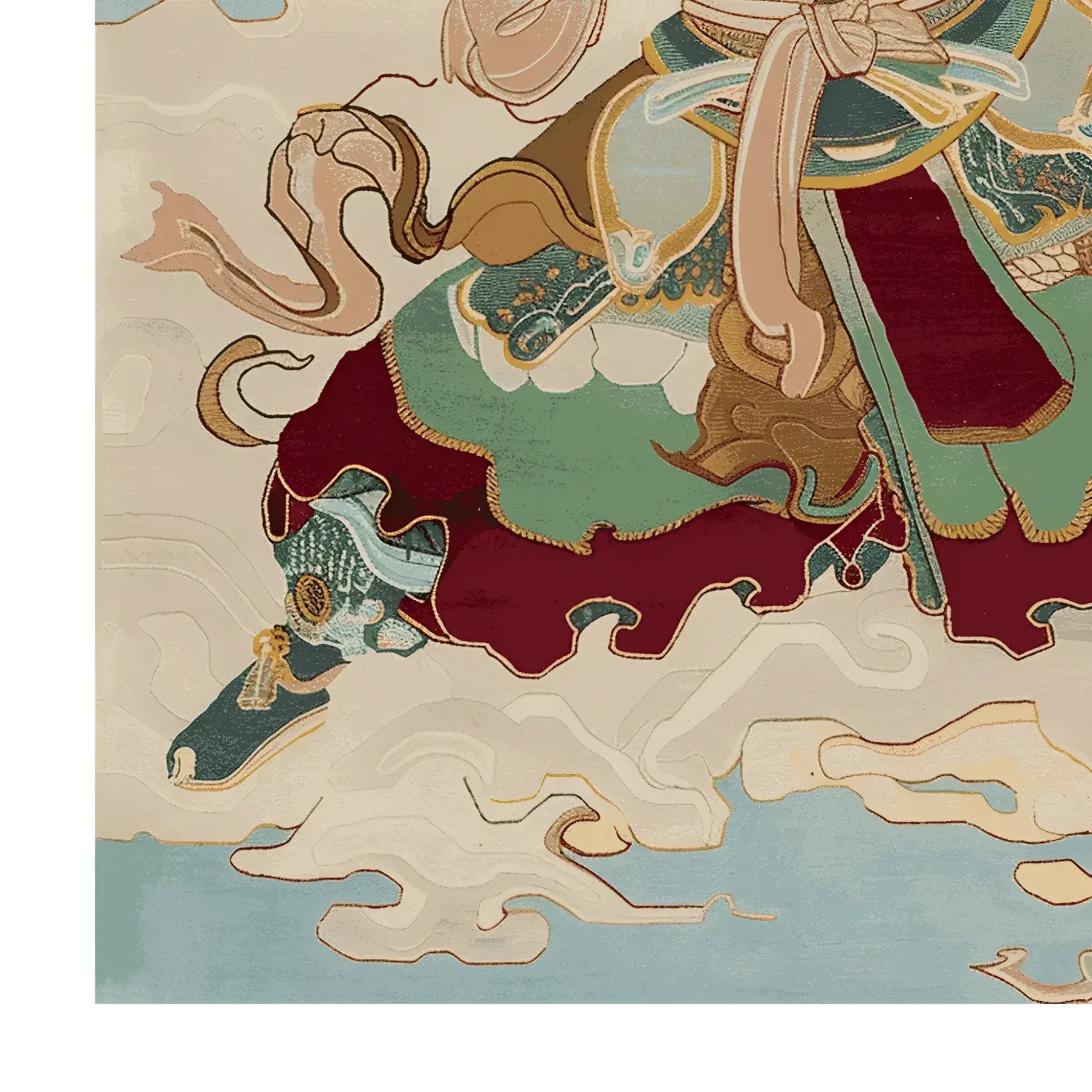 Close-up view of the Skyward Warrior Hand Tufted area rug, showcasing intricate abstract patterns in rich earthy tones. This wool rug is perfect for adding a touch of elegance to living room spaces, especially in an 8x10 size.