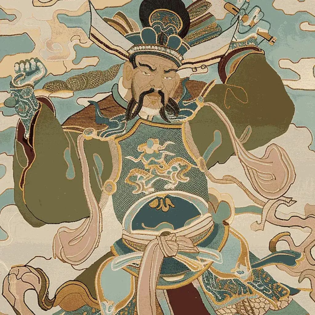 Stunning Skyward Warrior Hand Tufted Area Rug featuring a dynamic warrior design in earthy tones, perfect for adding a touch of elegance to your living room. This wool rug, sized 8x10, showcases intricate details and vibrant colors, making it an excellent choice for area rugs for living room spaces.