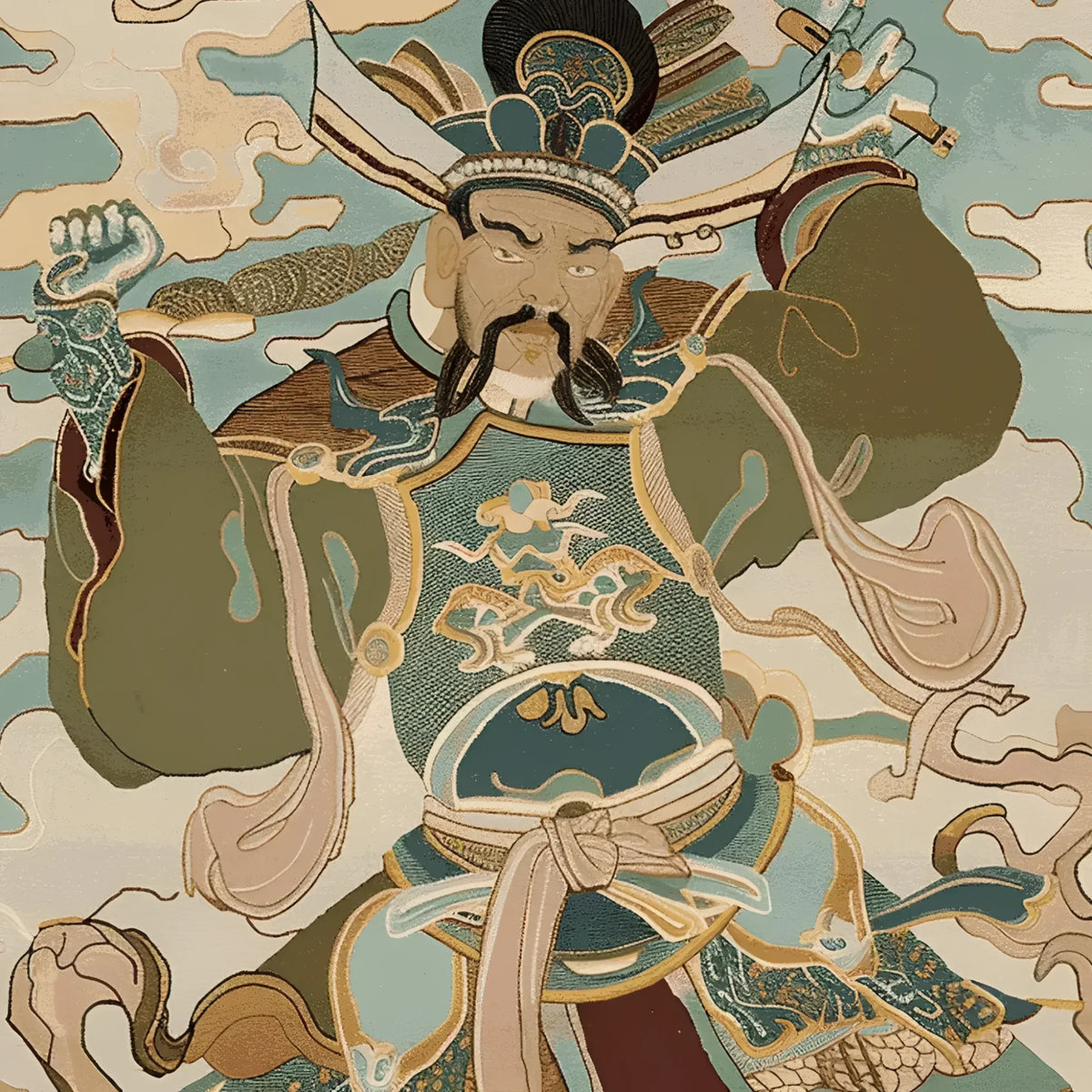 Stunning Skyward Warrior Hand Tufted Area Rug featuring a dynamic warrior design in earthy tones, perfect for adding a touch of elegance to your living room. This wool rug, sized 8x10, showcases intricate details and vibrant colors, making it an excellent choice for area rugs for living room spaces.