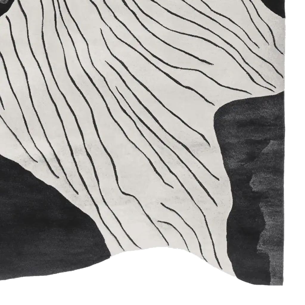 Slate Canyon Drift Hand Tufted Area Rug featuring an abstract black and white design. This contemporary wool rug is perfect for adding a modern touch to living room spaces. Ideal for living room rugs 8x10 or area rugs for living room decor.