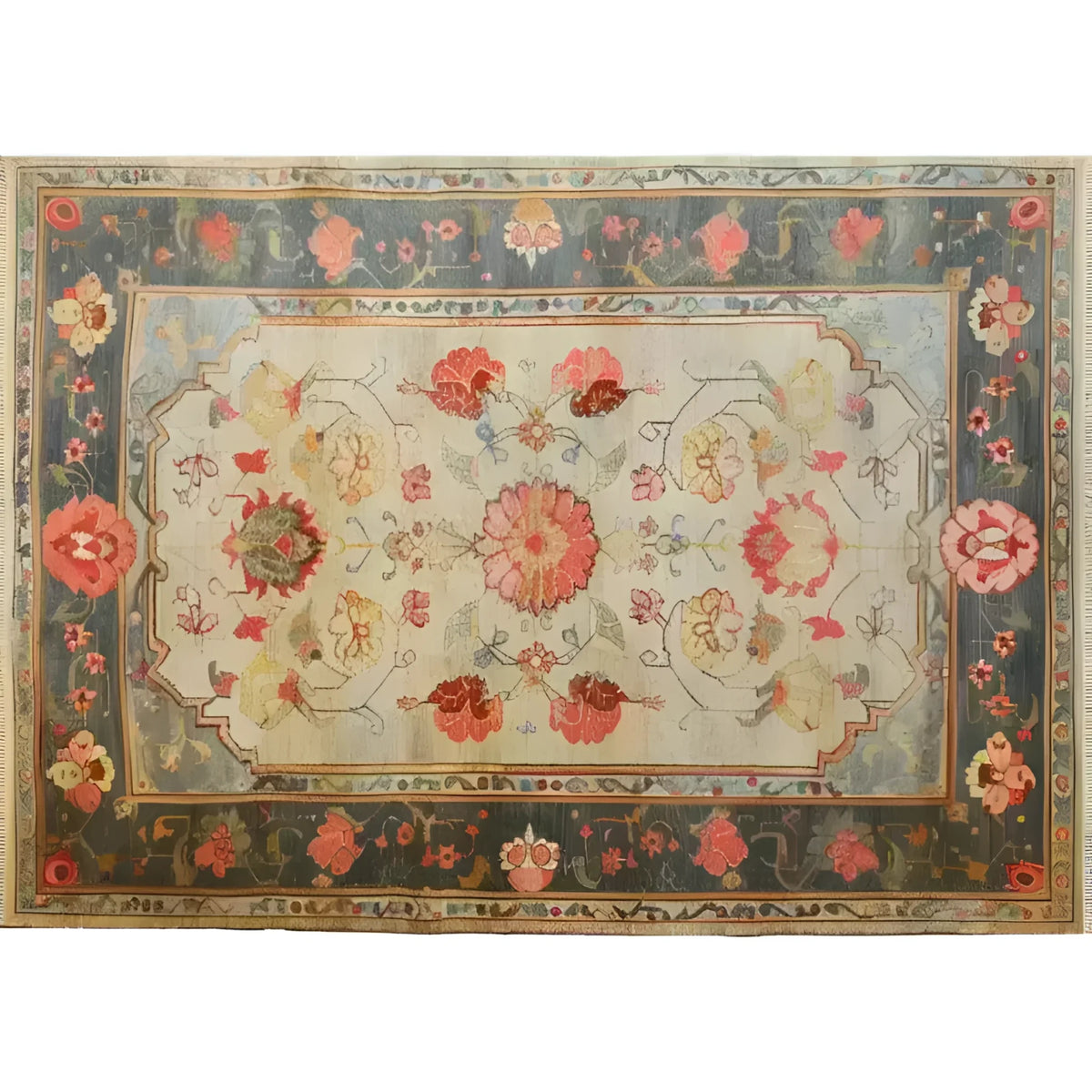 This beautiful area rug showcases a vibrant floral design, perfect for enhancing large living rooms with its Persian-inspired patterns. Ideal for living room rugs 8x10, this floral rug combines elegance and style, making it a standout piece among large living room rugs.