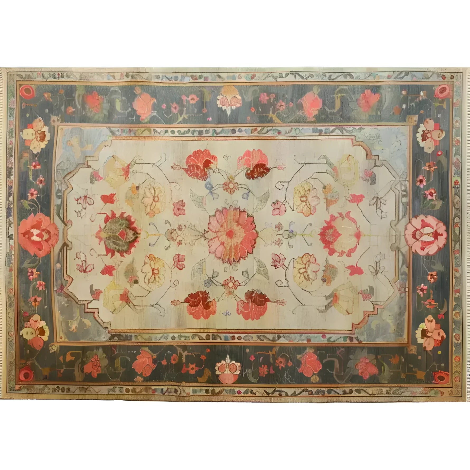 This beautiful area rug showcases a vibrant floral design, perfect for enhancing large living rooms with its Persian-inspired patterns. Ideal for living room rugs 8x10, this floral rug combines elegance and style, making it a standout piece among large living room rugs.