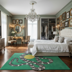 Snake and Sun Green Hand Tufted Wool Rug