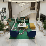 Snake and Sun Green Hand Tufted Wool Rug