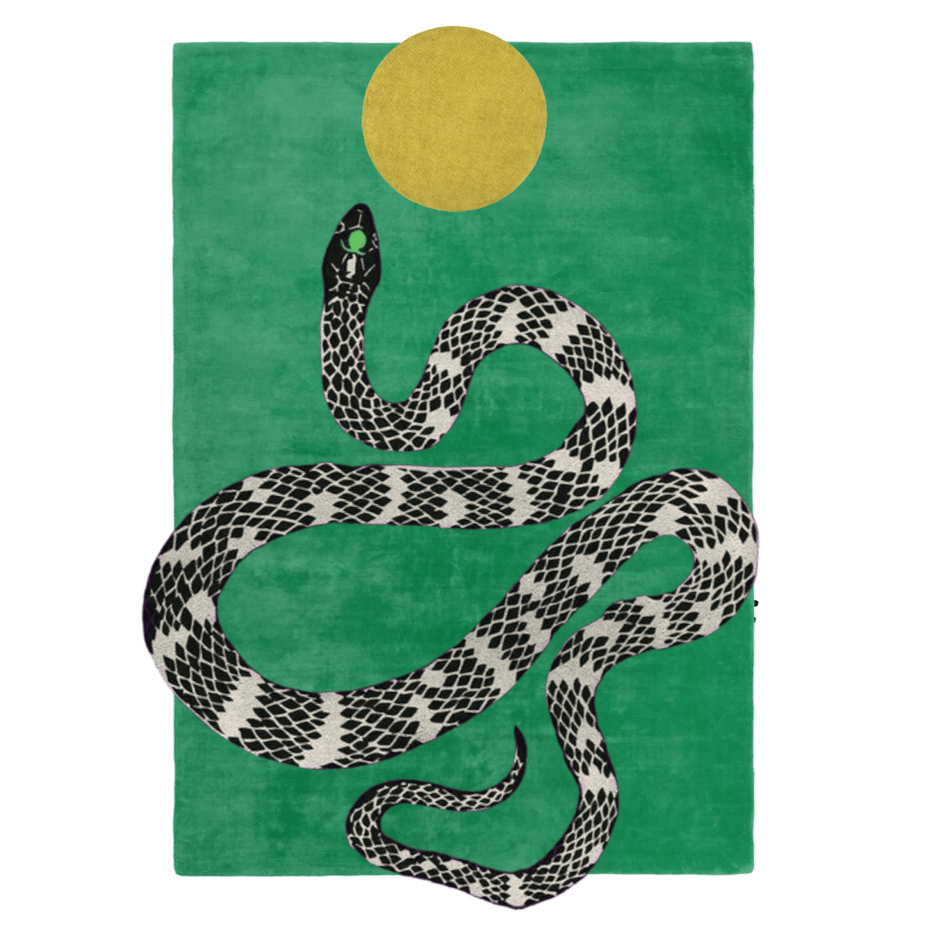 Snake and Sun Green Hand Tufted Wool Rug II - MAIA HOMES