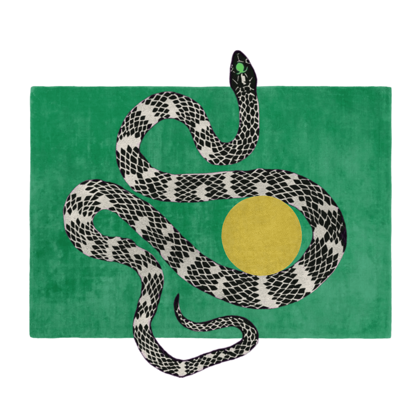 Snake and Sun Green Hand Tufted Wool Rug III - MAIA HOMES