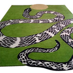 Snake and Sun Hand Tufted Wool Rug - Moss Green II