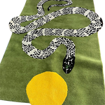 Snake and Sun Hand Tufted Wool Rug - Moss Green II