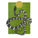 Snake and Sun Hand Tufted Wool Rug - Moss Green II