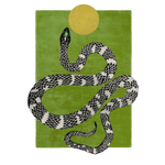 Snake and Sun Hand Tufted Wool Rug - Moss Green II