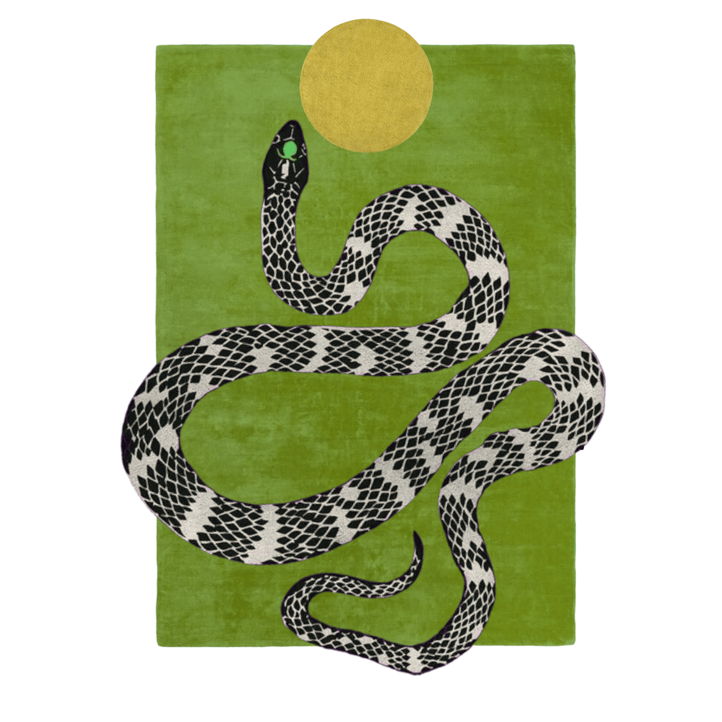 Snake and Sun Hand Tufted Wool Rug - Moss Green II - MAIA HOMES