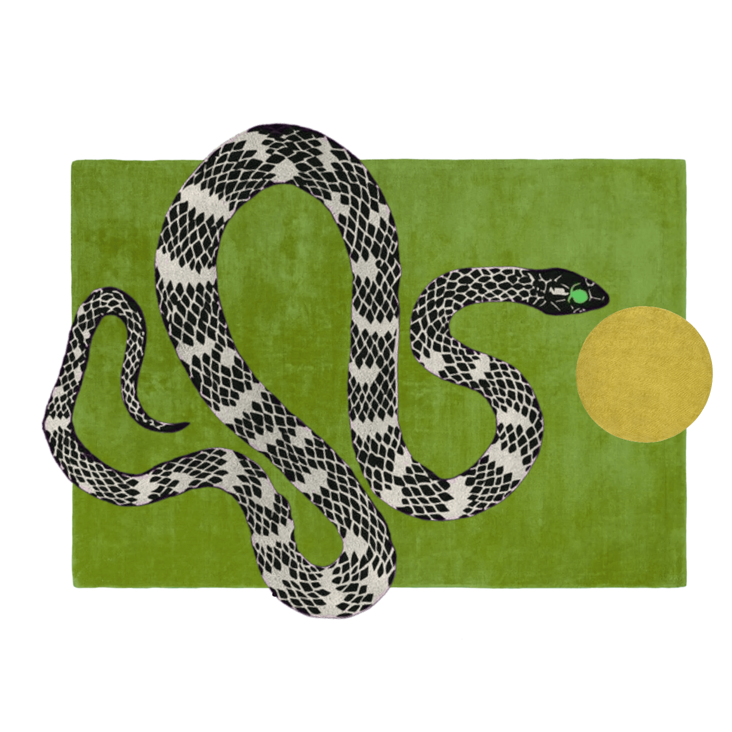 Snake and Sun Hand Tufted Wool Rug - Moss Green II - MAIA HOMES