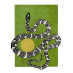 Snake and Sun Hand Tufted Wool Rug - Moss Green