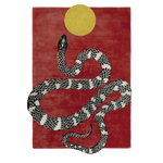 Snake and Sun Red Hand Tufted Wool Rug