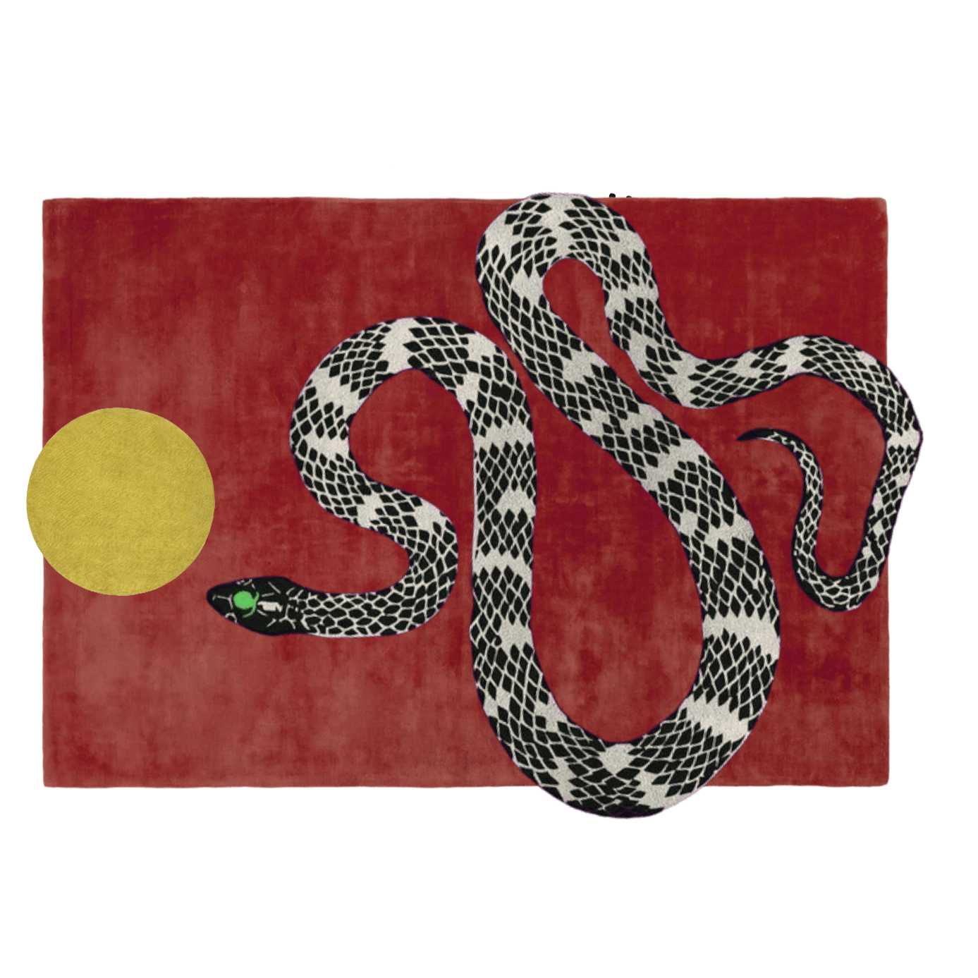 Snake and Sun Red Hand Tufted Wool Rug - MAIA HOMES