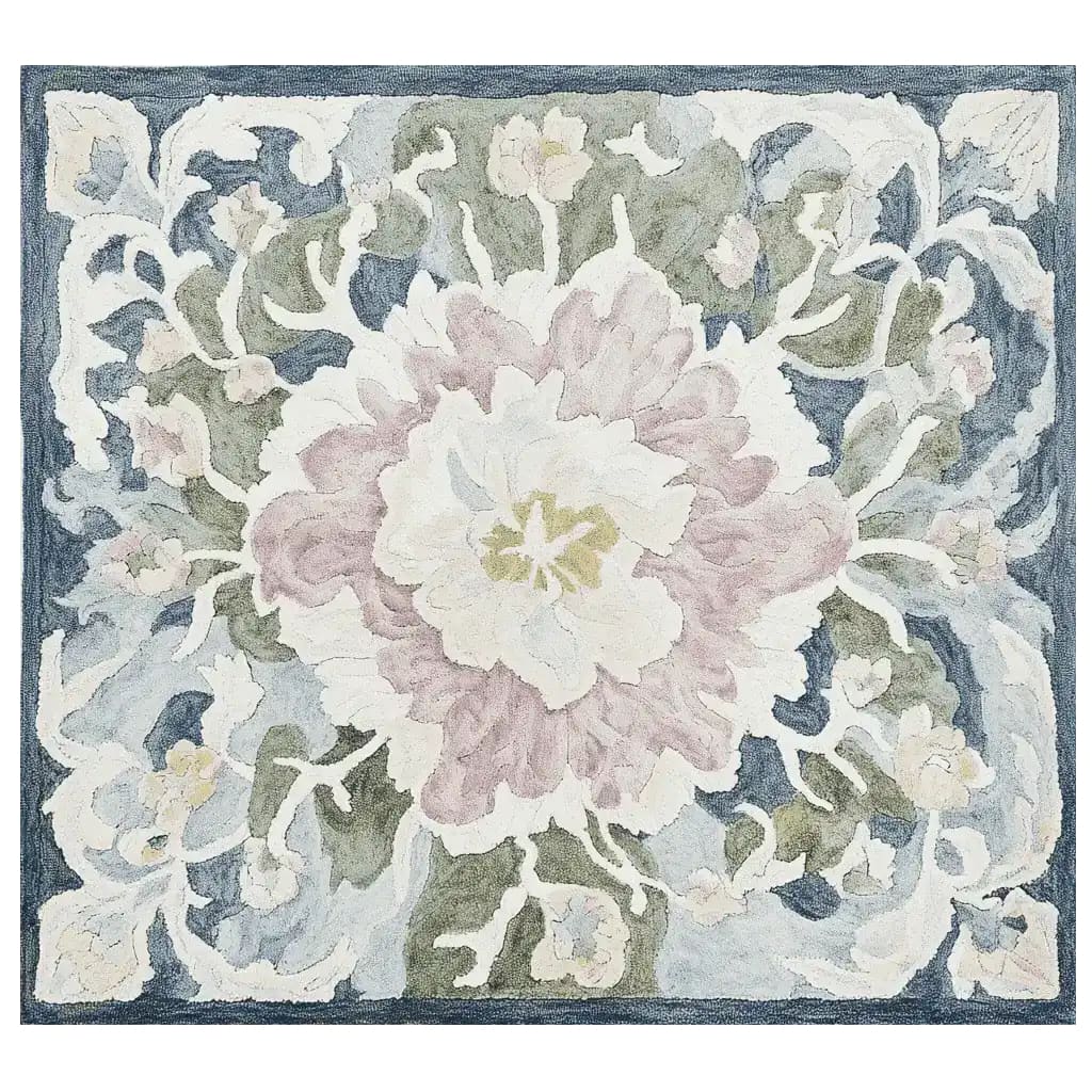 Beautiful hand-tufted area rug featuring an elegant floral pattern with soft pastel hues. Perfect as a wool rug for adding charm to living room rugs 8x10 spaces.