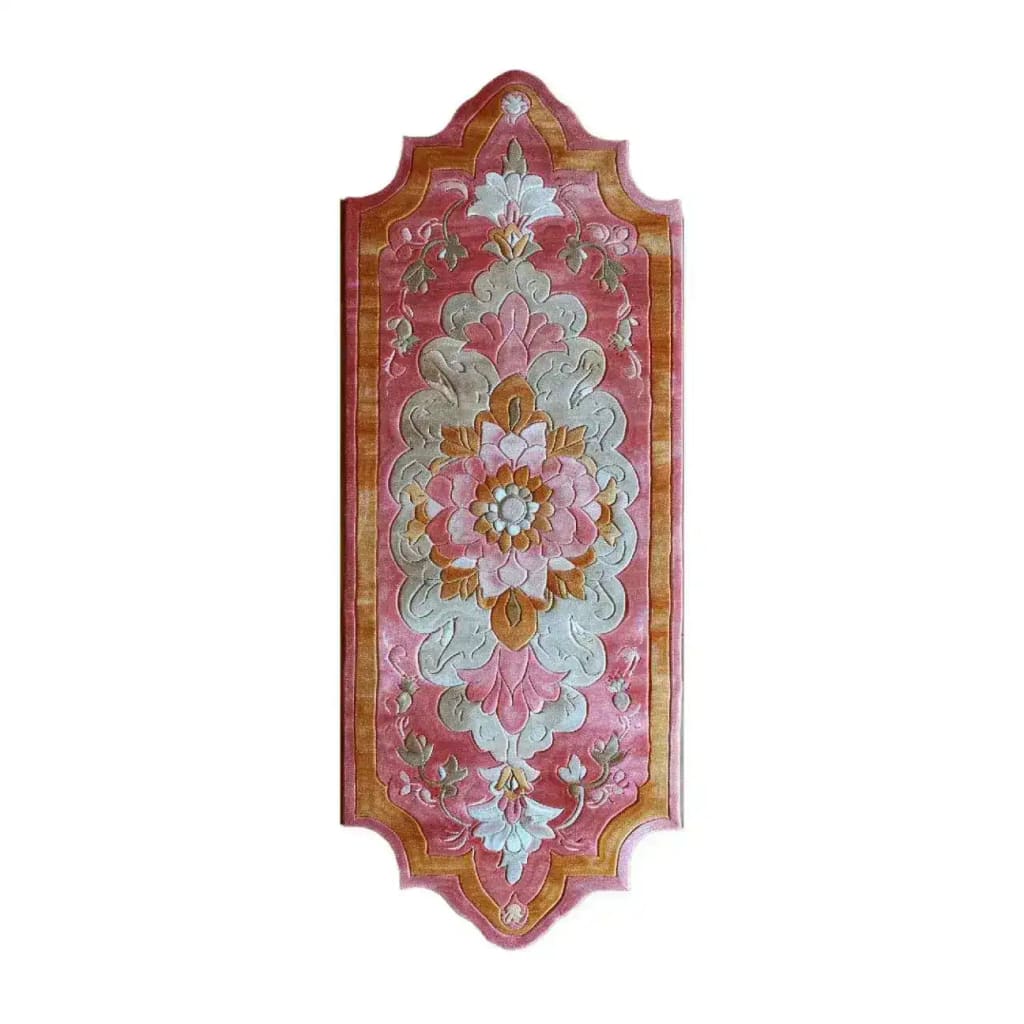 Elegant Soft Blush Hand Tufted Wool Runner Rug featuring a detailed floral design, perfect as an area rug for the living room, hallway, or kitchen. This hallway runner rug adds warmth and style to any space, ideal for those seeking a beautiful floral rug in their home.