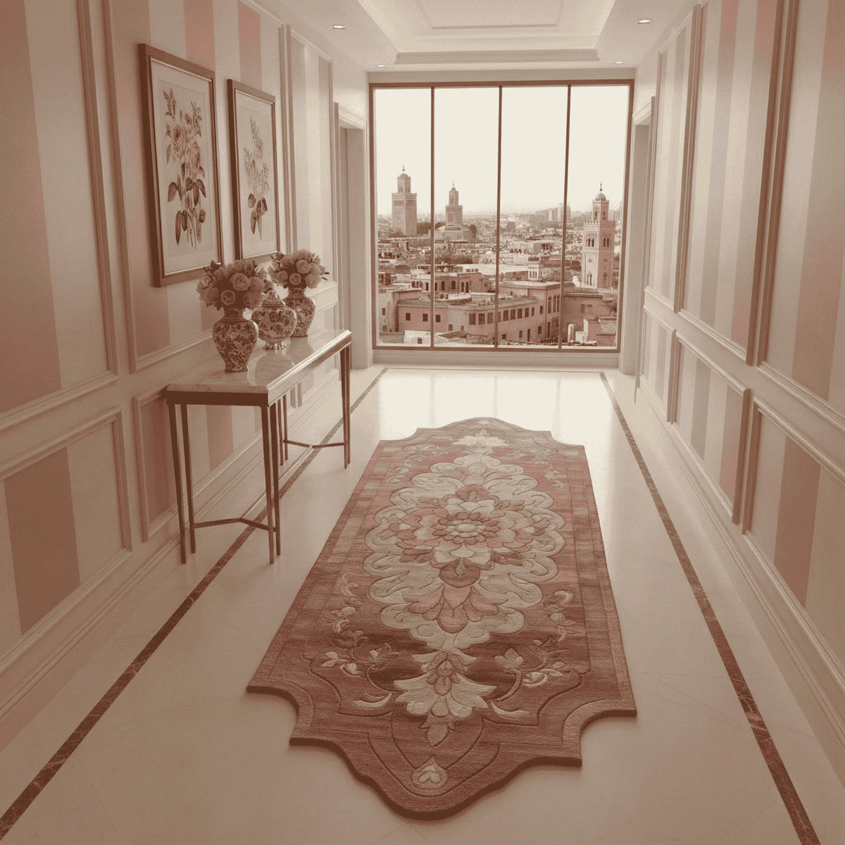 Soft Blush Hand Tufted Wool Runner Rug - MAIA HOMES