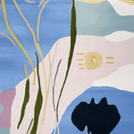 This captivating area rug features a contemporary abstract design with blue, pink, and beige hues, perfect for adding a modern touch to your living room. Crafted from high-quality wool, this hand-tufted rug offers both style and comfort, making it an ideal choice for those seeking elegant area rugs for living room spaces.