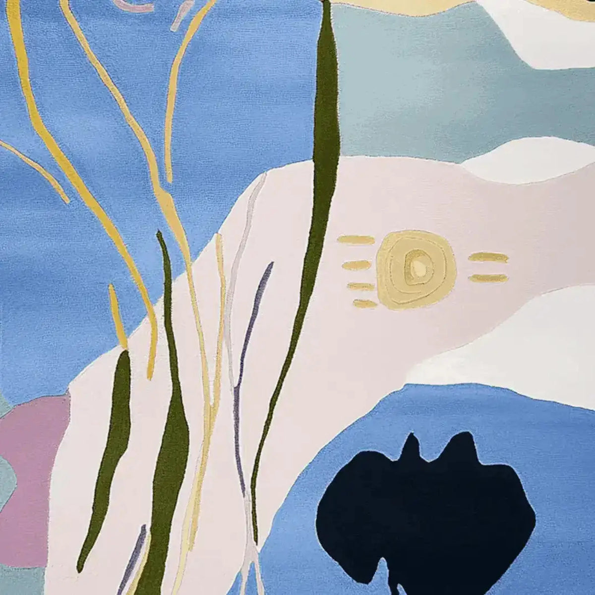 This captivating area rug features a contemporary abstract design with blue, pink, and beige hues, perfect for adding a modern touch to your living room. Crafted from high-quality wool, this hand-tufted rug offers both style and comfort, making it an ideal choice for those seeking elegant area rugs for living room spaces.