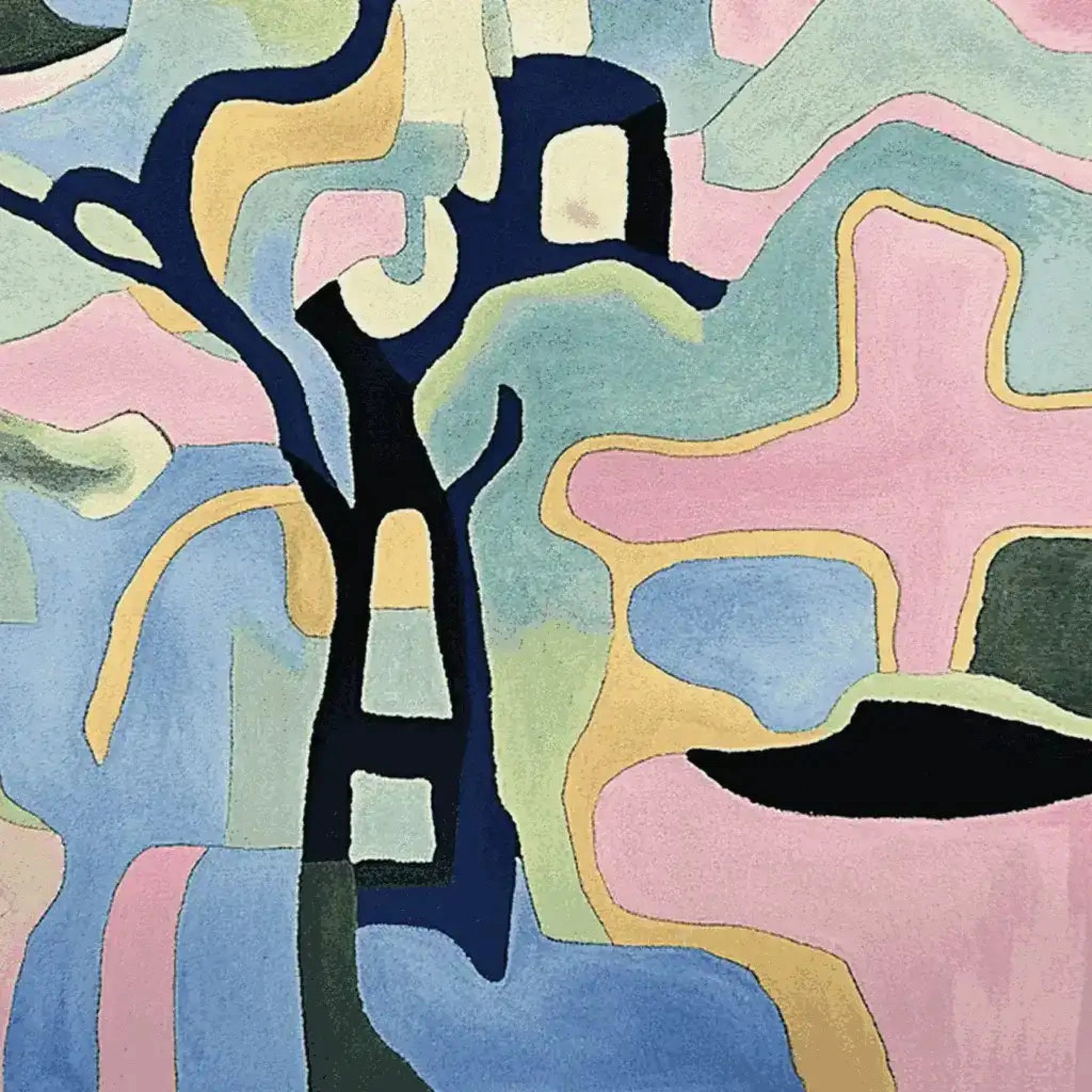 This captivating area rug showcases a vibrant, abstract design with fluid shapes and bold colors, perfect for adding a contemporary touch to your living room. Hand-tufted from high-quality wool, this large wool rug combines style and comfort, making it an ideal choice for modern interiors.