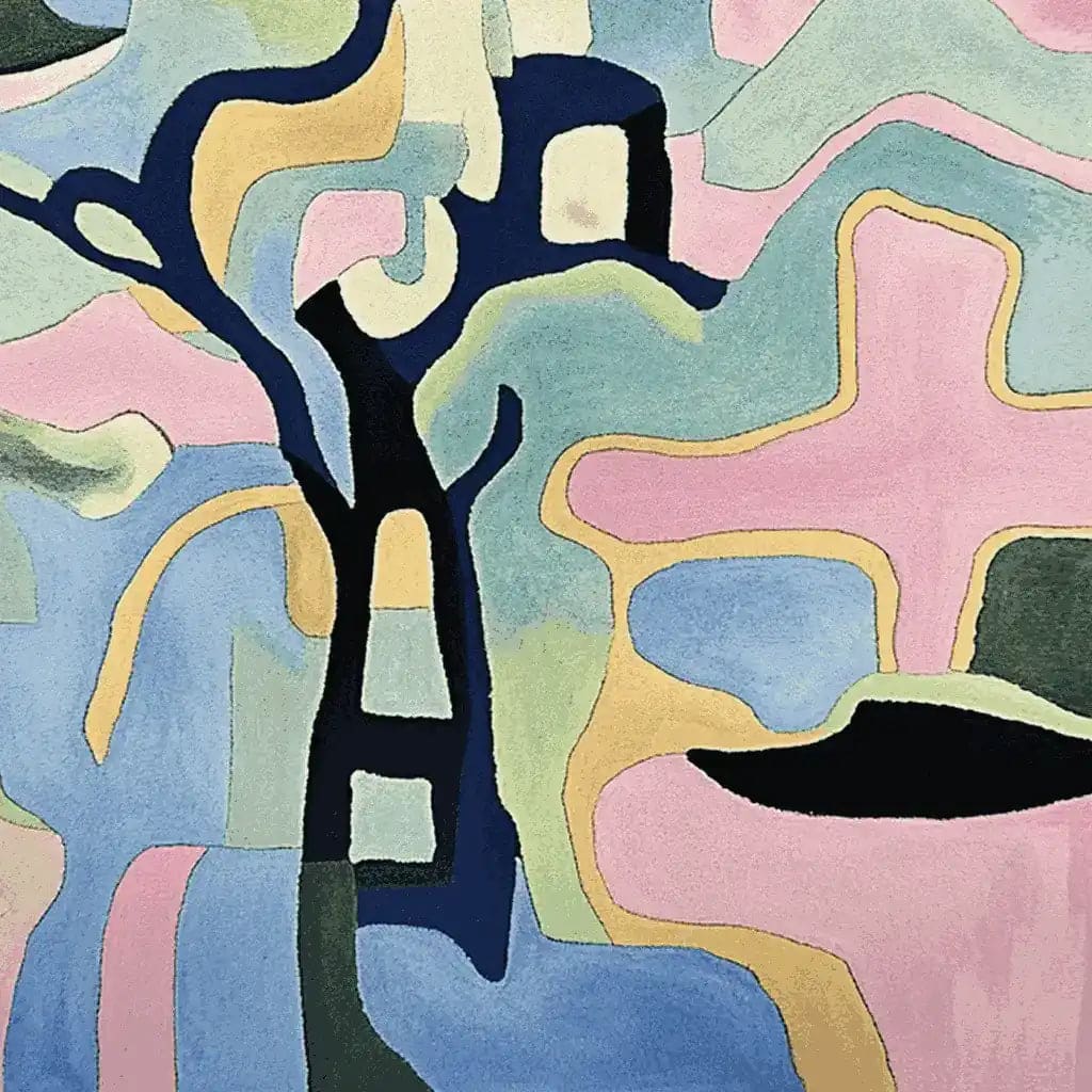 This captivating area rug showcases a vibrant, abstract design with fluid shapes and bold colors, perfect for adding a contemporary touch to your living room. Hand-tufted from high-quality wool, this large wool rug combines style and comfort, making it an ideal choice for modern interiors.