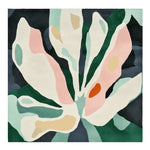 Soft Petal Symphony Hand Tufted Area Rug in a square shape, showcasing a contemporary floral design with vibrant colors including pink, green, and cream. Ideal for large living rooms, this wool rug adds a modern touch to any space.