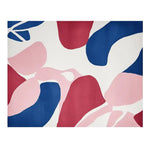 Vibrant area rug featuring an abstract design with bold red, blue, and pink shapes on a white background. This contemporary wool rug is perfect for adding a modern touch to your living room decor, offering both style and comfort as a living room area rug.