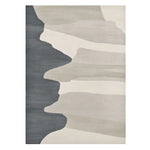 Top view of a Soft Structure Flow Hand Tufted Area Rug, showcasing its contemporary design with abstract gray and beige patterns. This wool rug is ideal for large living rooms, specifically in an 8x10 size.