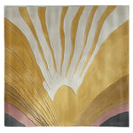 Top view of the Solar Radiance Hand Tufted Wool Rug, showcasing its abstract design in warm tones. This contemporary area rug is perfect for an 8x10 living room space, adding a touch of modern elegance with its high-quality wool composition.