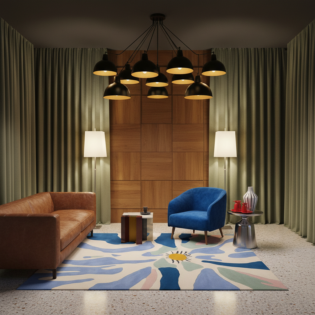 Solar Wave Dance Hand Tufted Rug