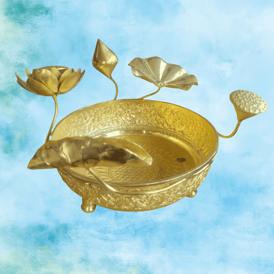 Solid Brass 3D Lotus Legged Bowl - MAIA HOMES