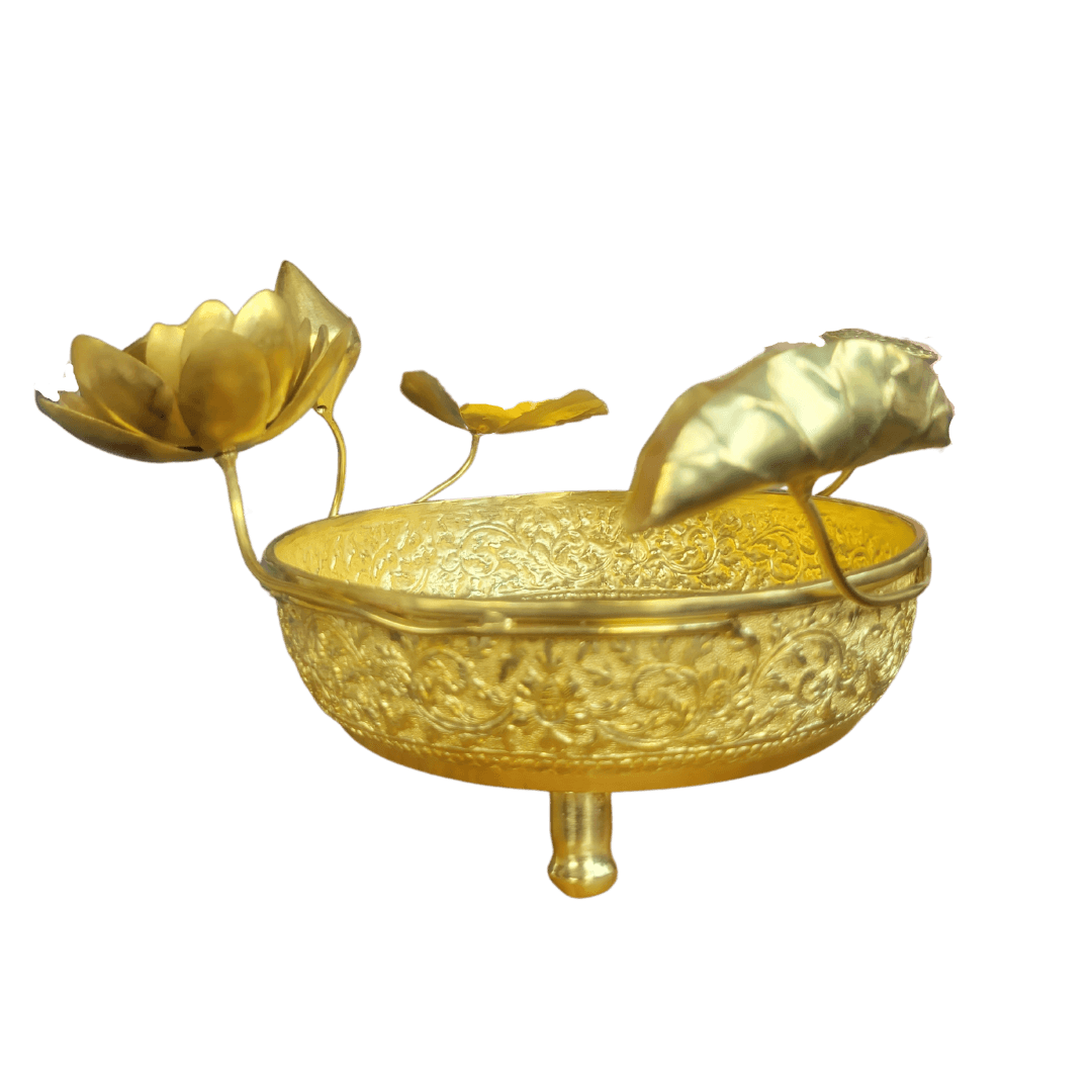 Solid Brass 3D Lotus Legged Bowl