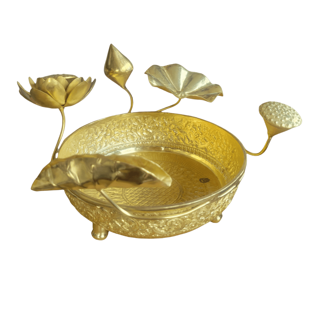 Solid Brass 3D Lotus Legged Bowl - MAIA HOMES