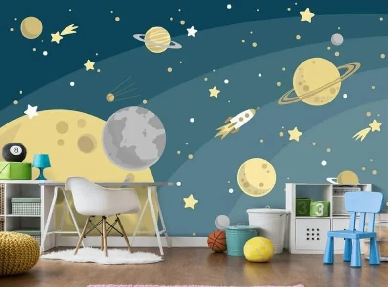 Space Solar System Playroom Wall Mural