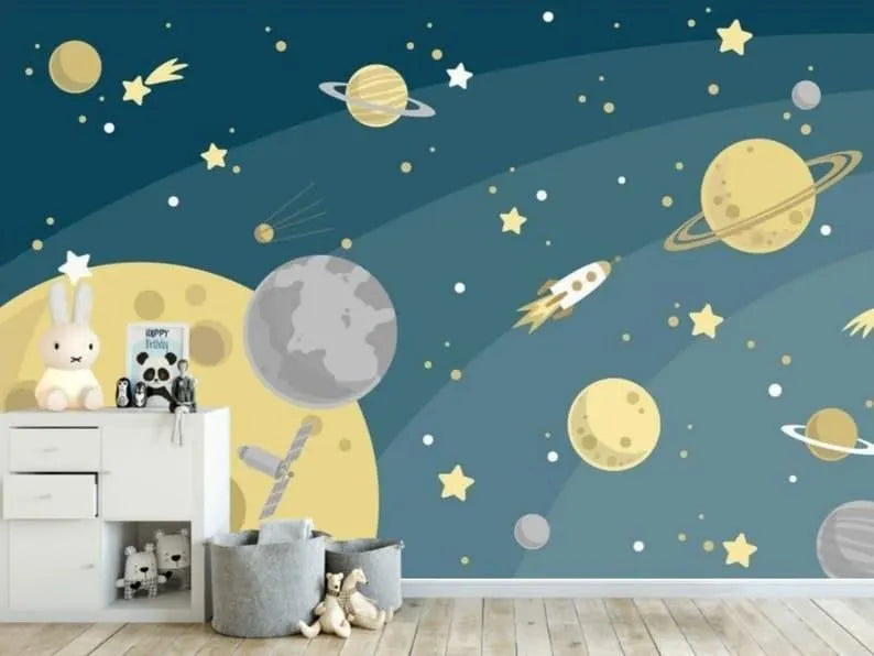 Space Solar System Playroom Wall Mural