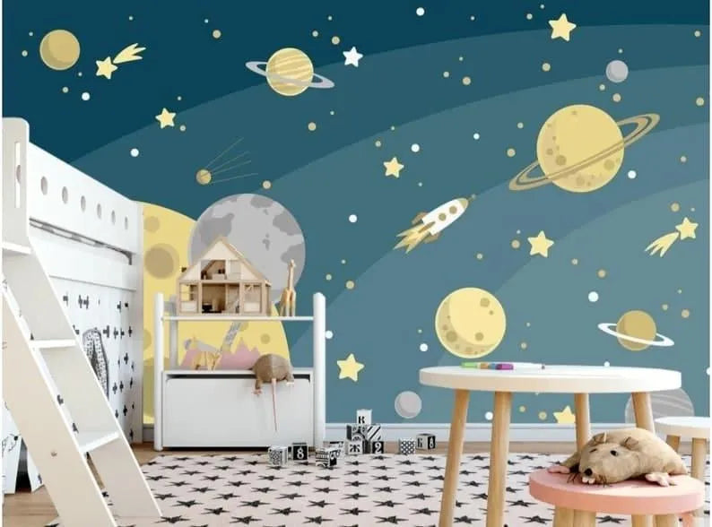 Space Solar System Playroom Wall Mural